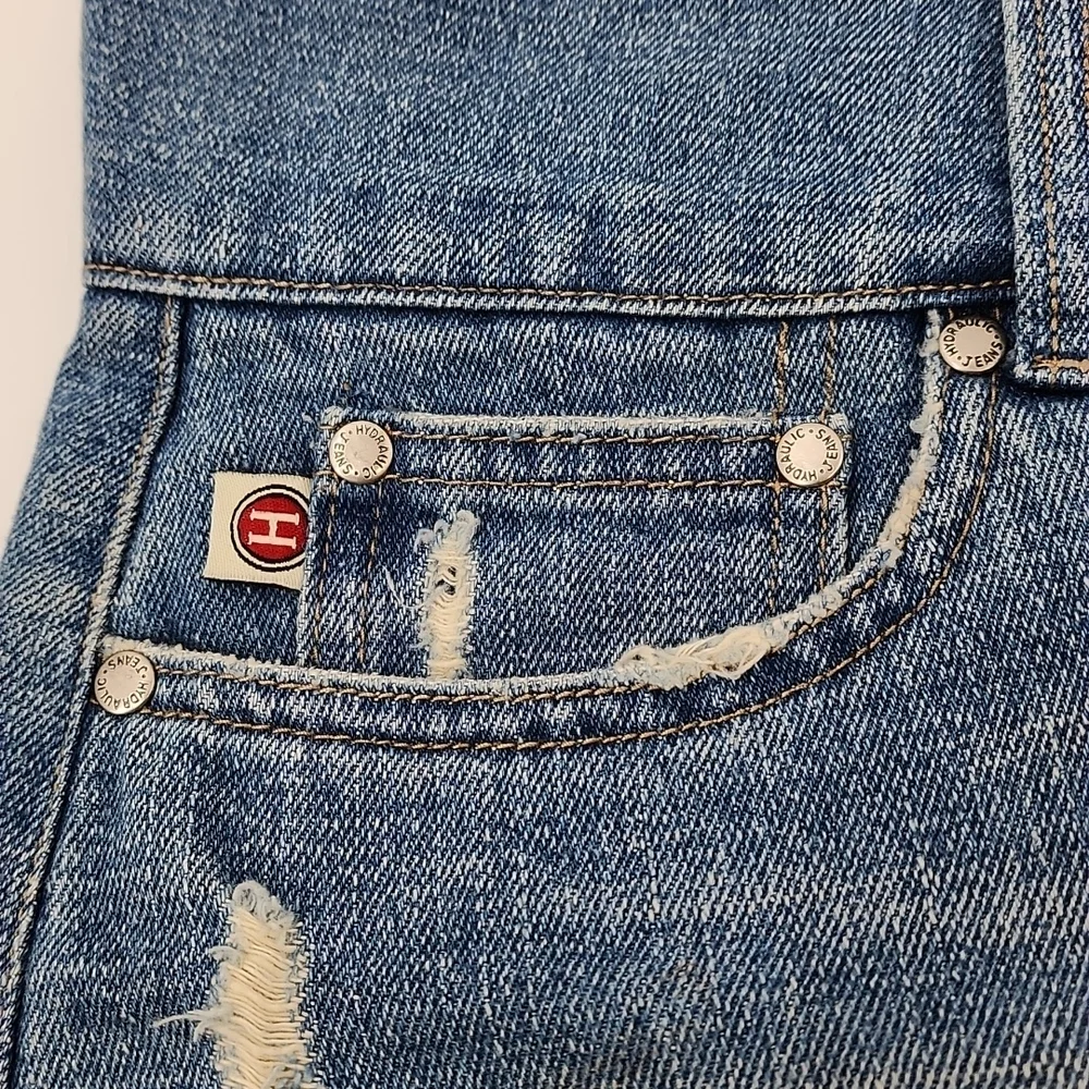 Hydraulic Blue Denim Pleated Mini Skirt